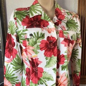 🌺French Laundry NWOT women’s jean style white jacket w/flowers